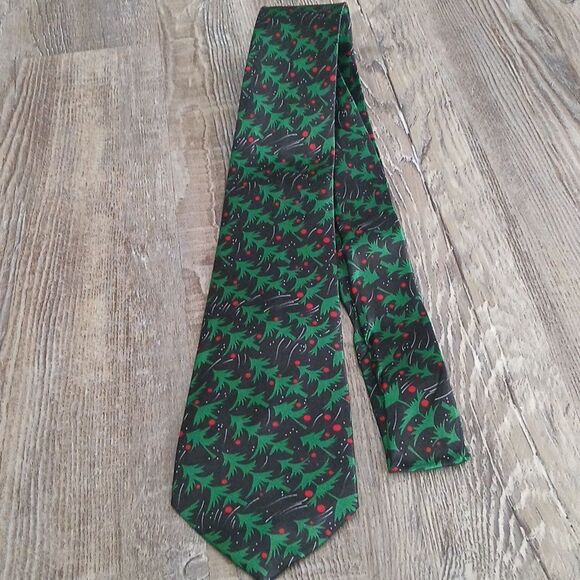 Christmas Necktie Christmas Party Fun Christmas Theme Print Tie Christmas trees - Picture 1 of 5